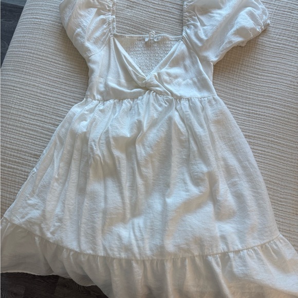 Altar'd State White Babydoll Dress with Puff Sleeves and Sweetheart Neckline - Picture 1 of 4